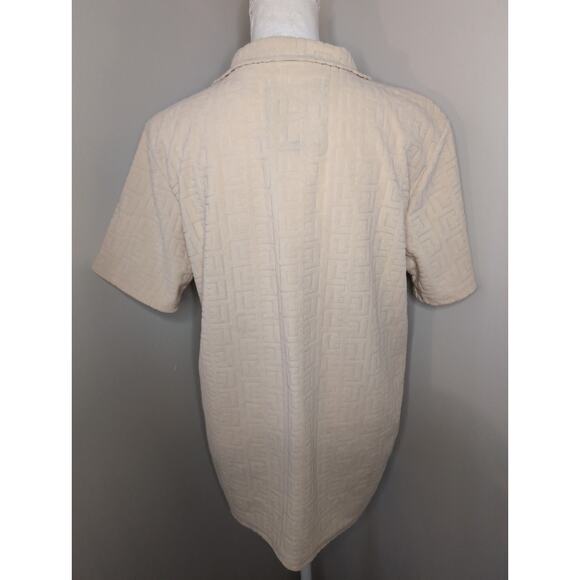 Reason NY towel short sleeve embossed khaki button down shirt M - Picture 5 of 9